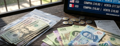 Peso mexicano y dólares