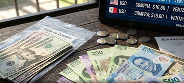 Peso mexicano y dólares